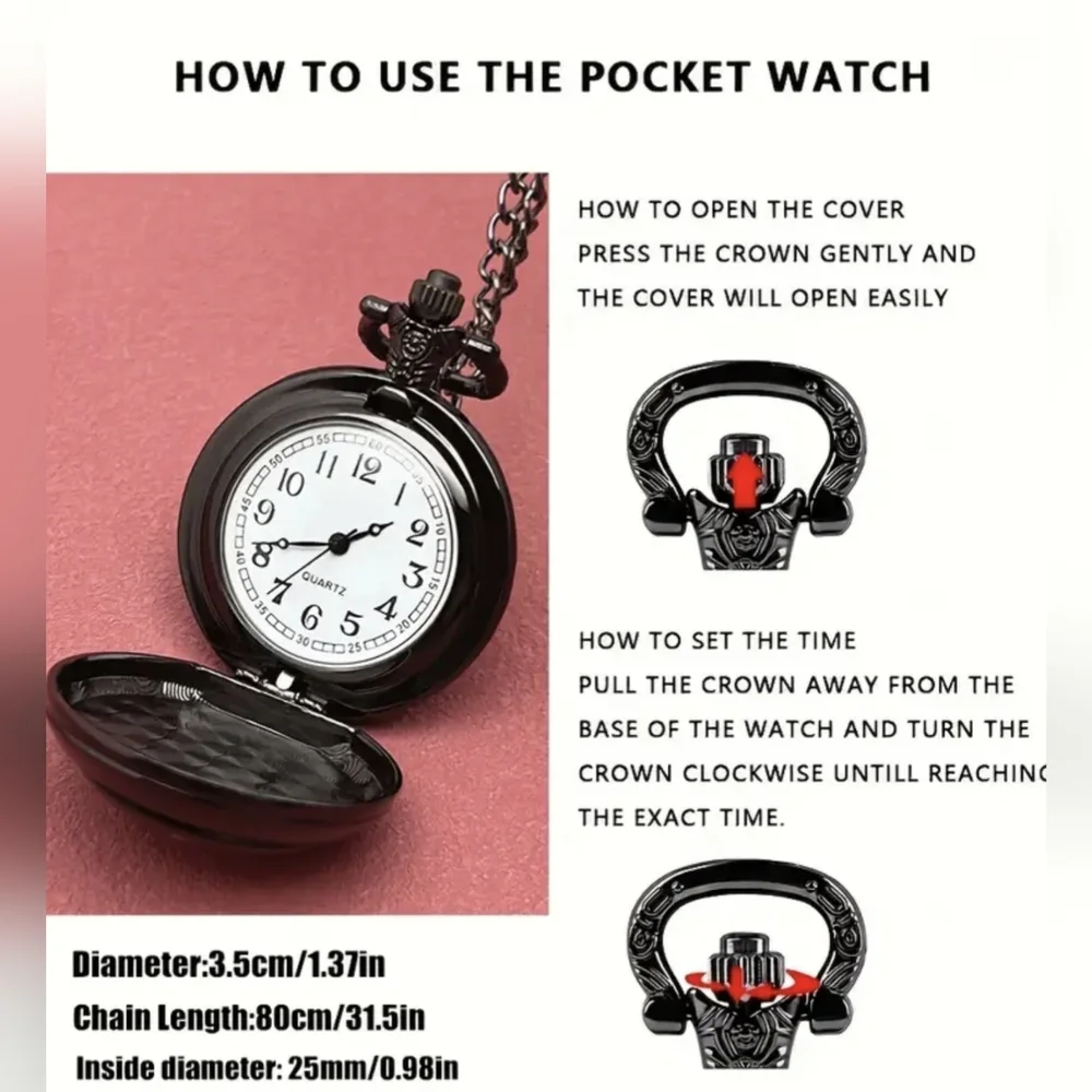New Black Pocket Watch with Eagle and Flag Design, T1MISB4G